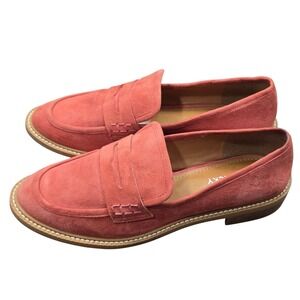 Lisa Vicky Suede Penny Loafers Women 7M Coral Red Slip-On Preppy Classic Coastal